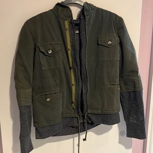 Zip up army jacket hoodie sweatshirt size S